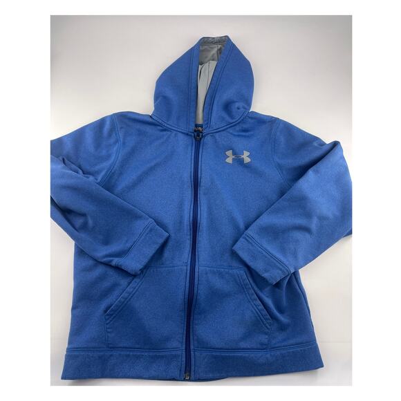 Under Armour Sweatshirt Youth Extra Large Blue Zip Kidcore Activewear Hooded - Picture 1 of 10